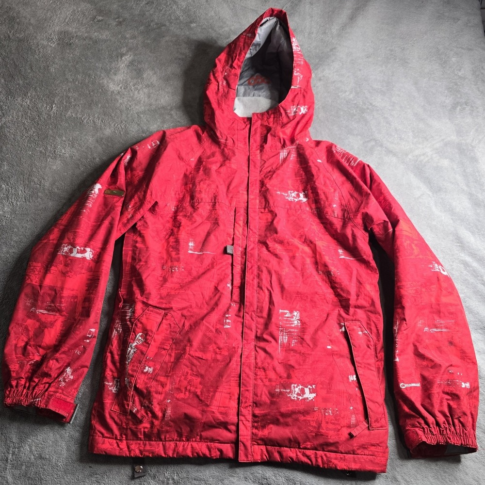 686 Mannual Skull Snowboard Ski Hooded Jacket Mens Medium Red Insulated